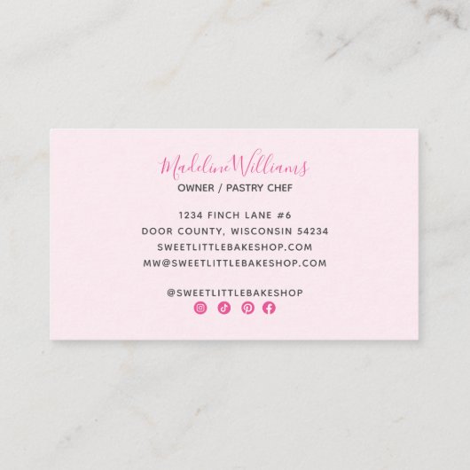 ベイカーベーカリーつや消しドリップスプルズピンク 名刺 (裏面)