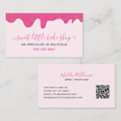 ベイカーベーカリーつや消しドリップスプルピンクQRコード 名刺 (正面/裏面)