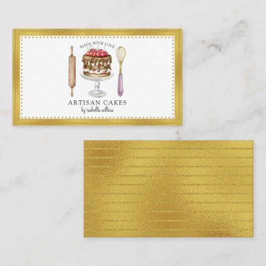 ベイカーベーカリーエレガントケーキベーキング器具 名刺 (正面/裏面)