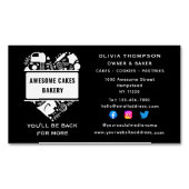 ベイカーベーカリーケーキクッキーパティシエ白黒 マグネット名刺 (正面)