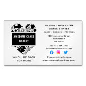 ベイカーベーカリーケーキCookieペストリーシェフホワイトブラック マグネット名刺 (正面)