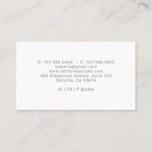 ベイカーベーカリーパティシシェフがケーキ食べを作る 名刺 (裏面)