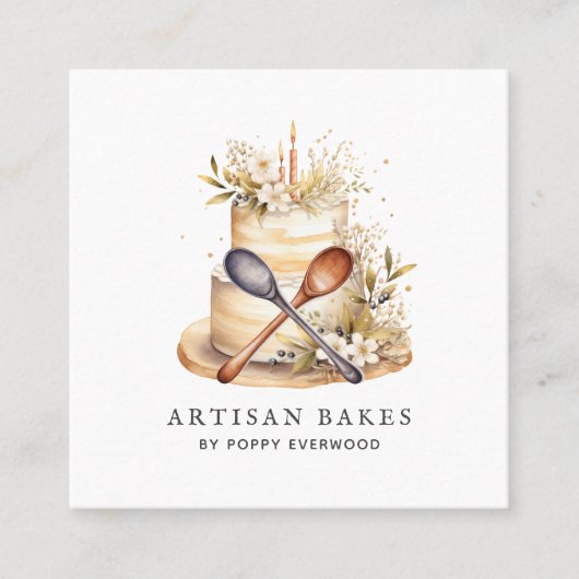 ベイカーベーカリーパティシシェフケーキ用品 スクエア名刺 (正面)