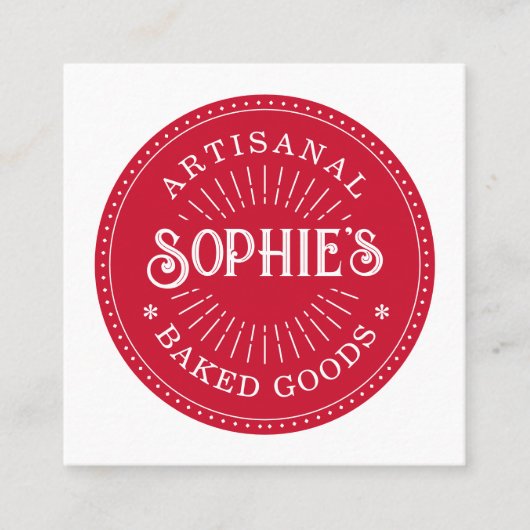 ベイカーベーカリーパティシシェフタイポグラフィ スクエア名刺 (正面)