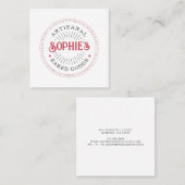 ベイカーベーカリーパティシシェフレッドホワイトタイポグラフィ スクエア名刺 (正面/裏面)