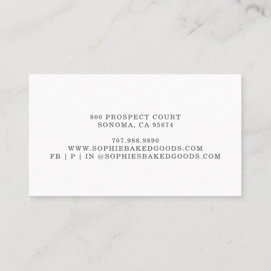 ベイカーベーカリーロゴデザートケータリング名刺 名刺 (裏面)