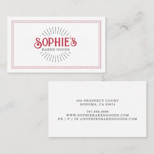 ベイカーベーカリーロゴデザートケータリング名刺 名刺 (正面/裏面)