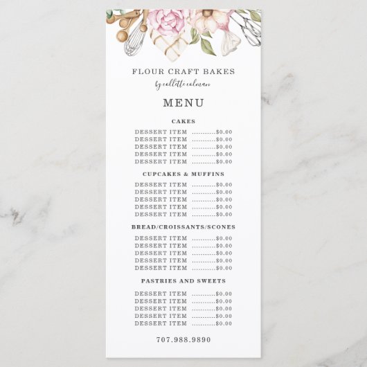 ベイカーベーカリー水彩ベーカーズツール用品 メニュー (正面)