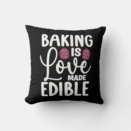 ベイカーベーキングは愛の作られた食用ベーカリーケーキ焼き クッション (正面)