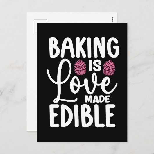 ベイカーベーキングは愛の作られた食用ベーカリーケーキ焼き シーズンポストカード (正面/裏面)