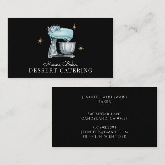 ベイカーベーキングウォーターカラーデザートケーター 名刺 (正面/裏面)