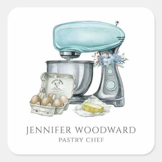 ベイカーベーキングウォーターカラーパティシシェフ スクエアシール (正面)