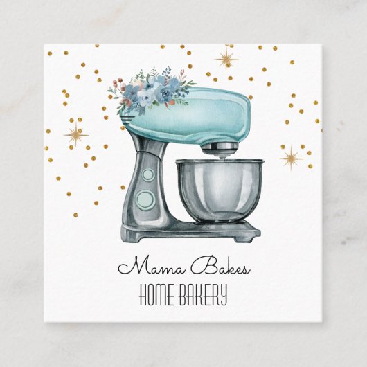 ベイカーベーキングウォーターカラーパティシシェフ スクエア名刺 (正面)