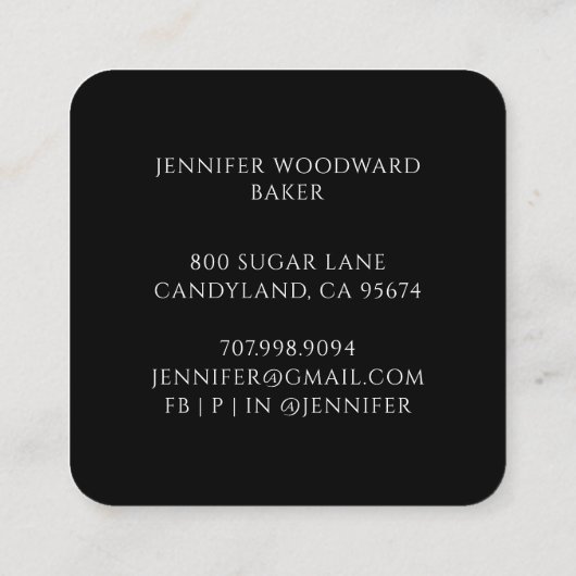 ベイカーベーキングウォーターカラーパティシシェフ スクエア名刺 (裏面)