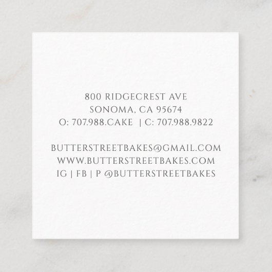 ベイカーベーキングウォーターカラーパティシシェフ スクエア名刺 (裏面)