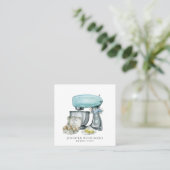 ベイカーベーキングウォーターカラーパティシシェフ スクエア名刺 (スタンド正面)