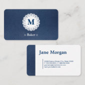 ベイカーレースモノグラムブルーパターン 名刺 (正面/裏面)