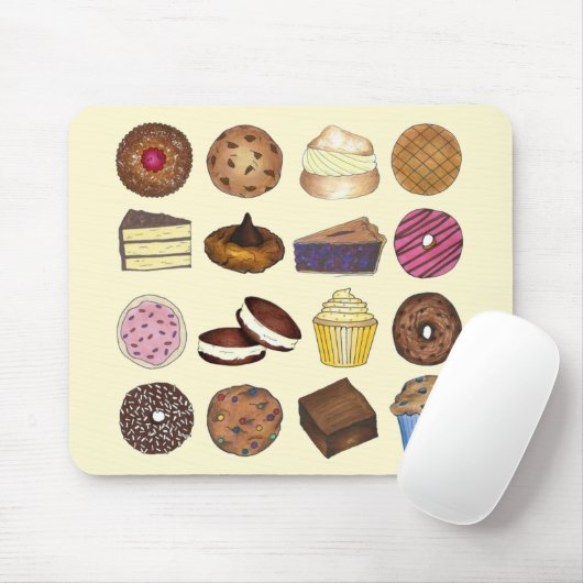 ベイクセールのおすすめカップケーキクッキーパイブラウニードーナツ マウスパッド (マウス)