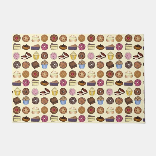 ベイクセールカップケーキブラウニーパイケーキベーカリーおやつ ドアマット (正面)