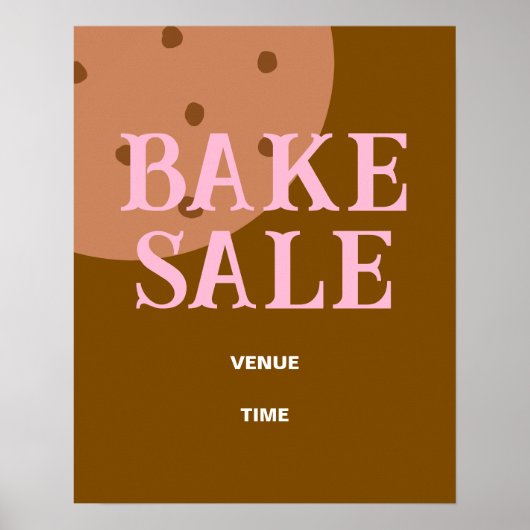 ベイクセールサイン、かわいいベイクセールアナウンス、ブラウン ポスター (正面)