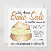 ベイクセールドーナッツカップケーキクリームパフケーキパイスライス 招待状 (正面)