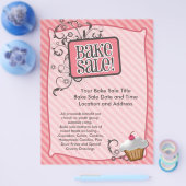 ベイクセールフライヤー、スイートピンクの渦巻き旋回 チラシ (シングル)