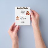 ベイクセール価格リストチョコレートカップケーキとクッキー チラシ (手)