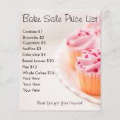 ベイクセール価格リストピンクカップケーキ チラシ (裏面)