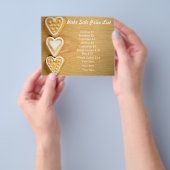 ベイクセール価格リスト木材の背景ハートクッキー チラシ (手)