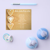 ベイクセール価格リスト木材の背景ハートクッキー チラシ (シングル)