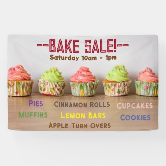 ベイクセール!Cupcakesスクリプトのカスタマイズ行 横断幕 (横)