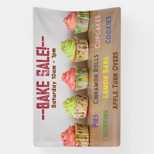 ベイクセール!Cupcakesスクリプトのカスタマイズ行 横断幕 (縦)