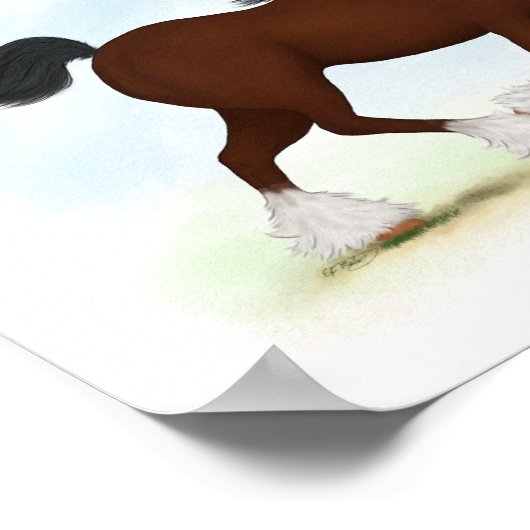 ベイクライデールホース荷車を引くブリードエクエストリアン ポスター (角)