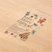 ベイク共有 楽しむ | ヴィンテージグリーンとブラウンクリスマス アクリル招待状 (レイダウン)