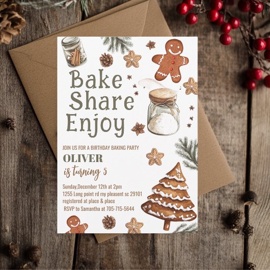 ベイク シェア エンジョイ クリスマス バースデー パーティー 招待状