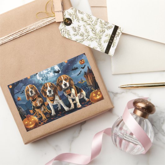 ベイグルハロウィン不気味 長方形シール (ギフト)