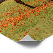 ベイサラブレッドホース歩く花 ポスター (角)