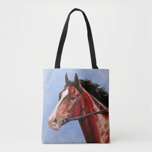 ベイサラブレッド競走馬 トートバッグ (正面)