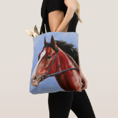 ベイサラブレッド競走馬 トートバッグ (クローズアップ)