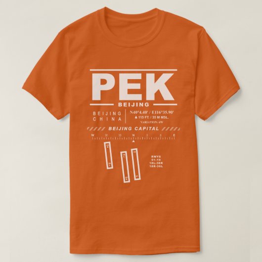 ベイジンキャピタル国際的エアポートPEKティーシャツ Tシャツ (デザイン正面)