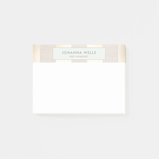 ベイスタイリッシュジエレガント・リネンと金ゴールドストライプの ポストイット (正面)