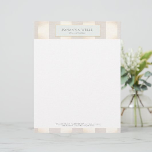 ベイスタイリッシュジエレガント・リネンと金ゴールドストライプの レターヘッド (スタンド正面)