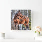 ベイスタリオンランチ馬が森に立つ スクエア壁時計 (ホーム)