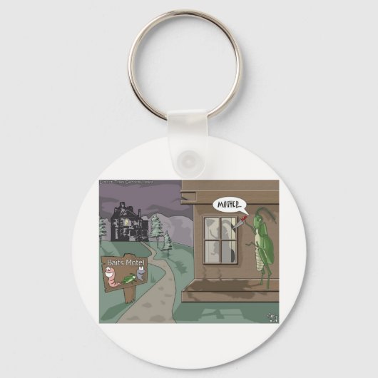 ベイツモーテルおもしろい魚釣りマンガギフト&ティーズ キーホルダー (正面)