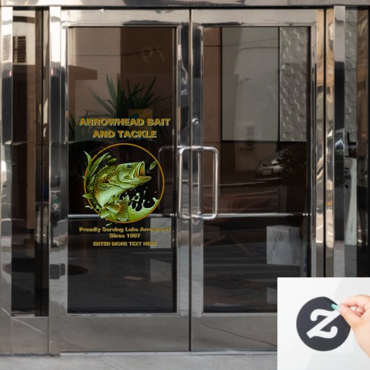 ベイトカスタマイズル仕掛けショップLargemouth Bass Laror ウィンドウサイン (オフィスドア)