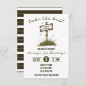 ベイト、魚釣りをテーマにした誕生日パーティー 招待状 (正面/裏面)