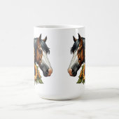 ベイハゲ顔絵を描ヒマワラ付き馬 コーヒーマグカップ (中央)