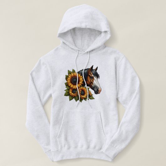 ベイハゲ顔絵を描ヒマワラ付き馬 パーカ (デザイン正面)