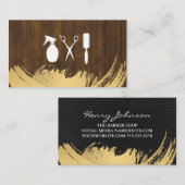 ベイバースタイリストツールウッドレザー金ゴールドブラシ 名刺 (正面/裏面)