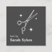 ベイバーモダンショップハサミ美容師ダークグレー スクエア名刺 (正面)